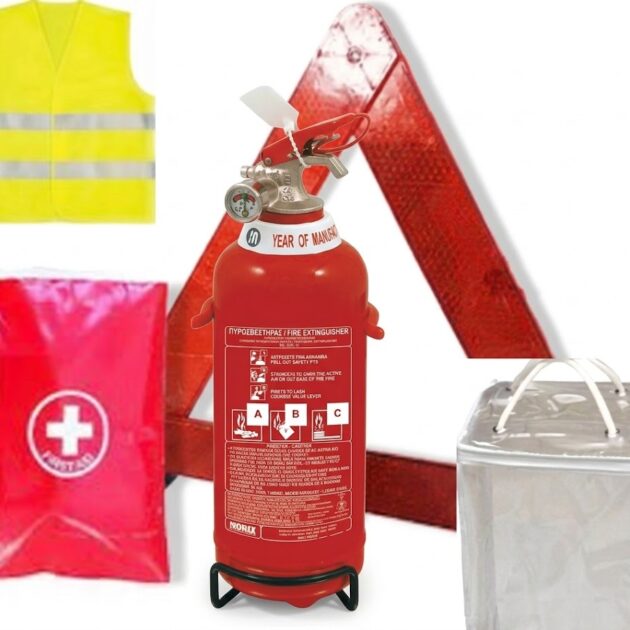 ΣΕΤ ΚΤΕΟ-ΠΥΡΟΣΒΕΣΤΗΡΑΣ 1kg ΚΟΝΕΩΣ ABC ΤΡΙΓΩΝΟ ΓΙΛΕΚΟ ΦΑΡΜΑΚΕΙΟ  FIRST AID Με Πιστοποίηση Din 13164-2022 ( ΤΟ ΣΕΤ ΕΜΠΕΡΙΕΧΕΤΑΙ ΣΕ ΘΗΚΗ )